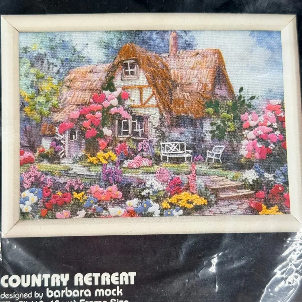 Vintage 1991 Dimensions Country Retreat Crewel Kit 6174 Barbara Mock NOS Sealed